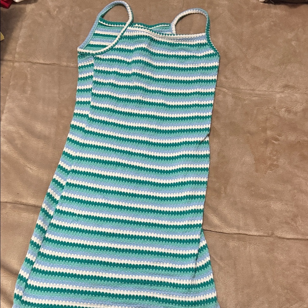 Girls Striped Crochet Dress